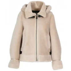 Biker Jackets*OAKWOOD Tresor Coffee - Reversible Faux Sherling Short Coat