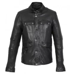 Jackets*OAKWOOD Trucker Black - High Collar Genuine Leather Jacket