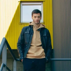 Jackets*OAKWOOD Trucker Black - High Collar Genuine Leather Jacket