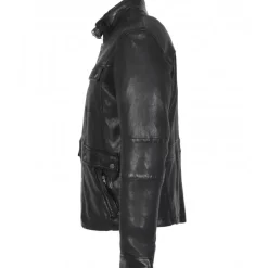 Jackets*OAKWOOD Trucker Black - High Collar Genuine Leather Jacket