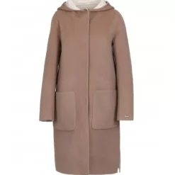 Coats*OAKWOOD University Bi Taupe/Light Grey - Long Reversible Hooded Wool Coat