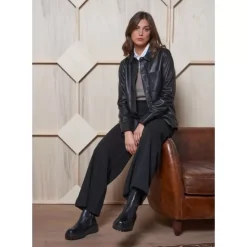 Tops And Shirts*OAKWOOD Valentina Black - Genuine Leather Shirt With Patch Breast Pocket