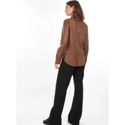 Tops And Shirts*OAKWOOD Valentina Tan - Genuine Leather Shirt With Patch Breast Pocket