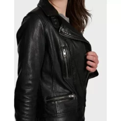 Biker Jackets*OAKWOOD Video Black - Washed Look Genuine Leather Jacket