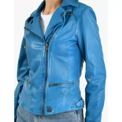 Biker Jackets*OAKWOOD Video Denim - Washed Look Genuine Leather Jacket