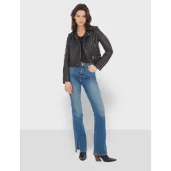 Biker Jackets*OAKWOOD Yoko Black - Short Genuine Leather Jacket