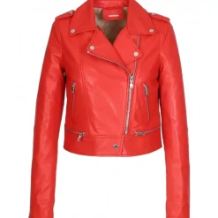 Biker Jackets*OAKWOOD Yoko Dark Red - Short Genuine Leather Jacket