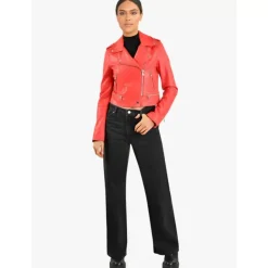 Biker Jackets*OAKWOOD Yoko Dark Red - Short Genuine Leather Jacket