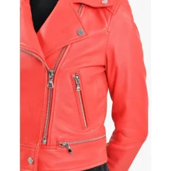 Biker Jackets*OAKWOOD Yoko Dark Red - Short Genuine Leather Jacket