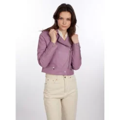 Biker Jackets*OAKWOOD Yoko Lilac - Short Genuine Leather Jacket