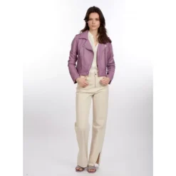 Biker Jackets*OAKWOOD Yoko Lilac - Short Genuine Leather Jacket