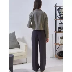 Biker Jackets*OAKWOOD Zulina Grey - Genuine Goat Suede Cropped Biker Jacket