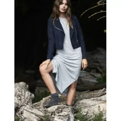 Biker Jackets*OAKWOOD Zulina Navy - Genuine Goat Suede Cropped Biker Jacket