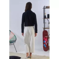 Biker Jackets*OAKWOOD Zulina Navy - Genuine Goat Suede Cropped Biker Jacket